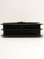 黑色Logo铭牌双盖手提包