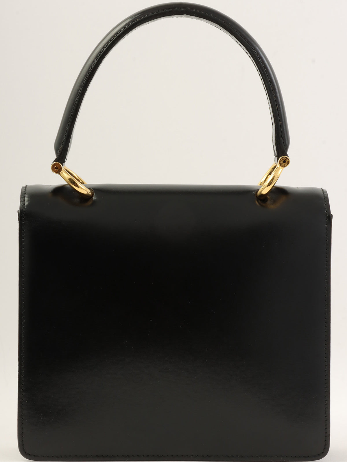 ロゴプレートダブルフラップハンドバッグ ブラック