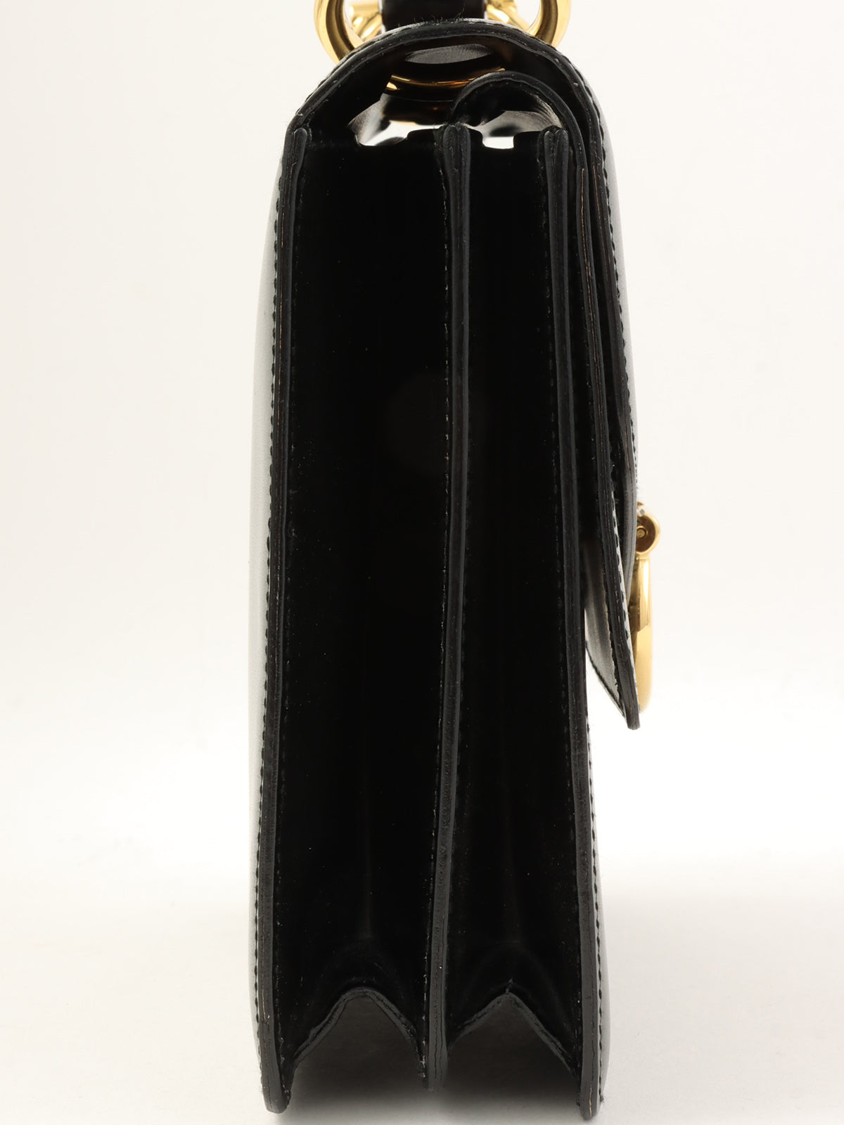 黑色Logo铭牌双盖手提包