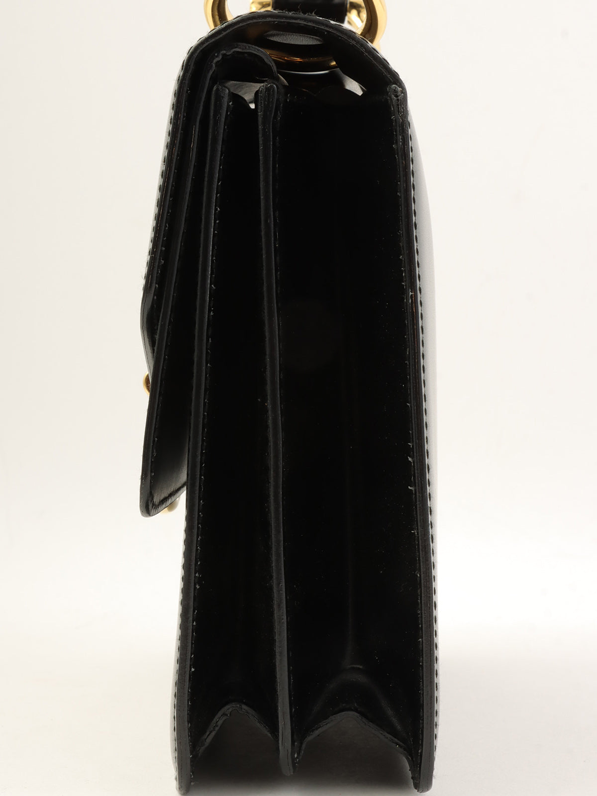 黑色Logo铭牌双盖手提包