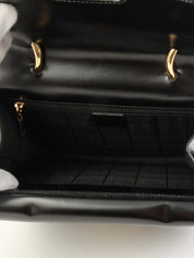 ロゴプレートダブルフラップハンドバッグ ブラック