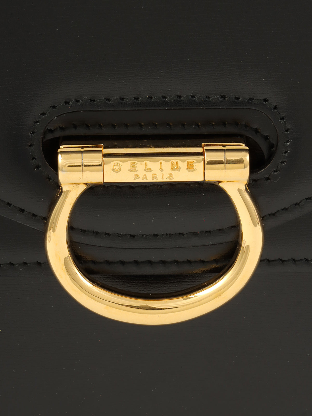 ロゴプレートダブルフラップハンドバッグ ブラック