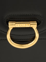 ロゴプレートダブルフラップハンドバッグ ブラック