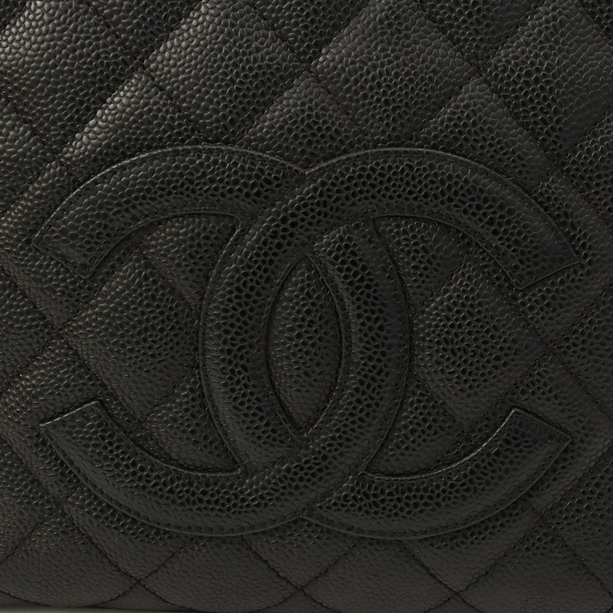 Circa 2003 Caviar Skin CC Mark Stitch Chain Tote Bag Black