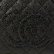 Circa 2003 Caviar Skin CC Mark Stitch Chain Tote Bag Black