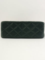 1992年頃製 キャビアスキンCCターンロックスクエアチェーンショルダーバッグ ダークグリーン