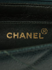 1992年頃製 キャビアスキンCCターンロックスクエアチェーンショルダーバッグ ダークグリーン