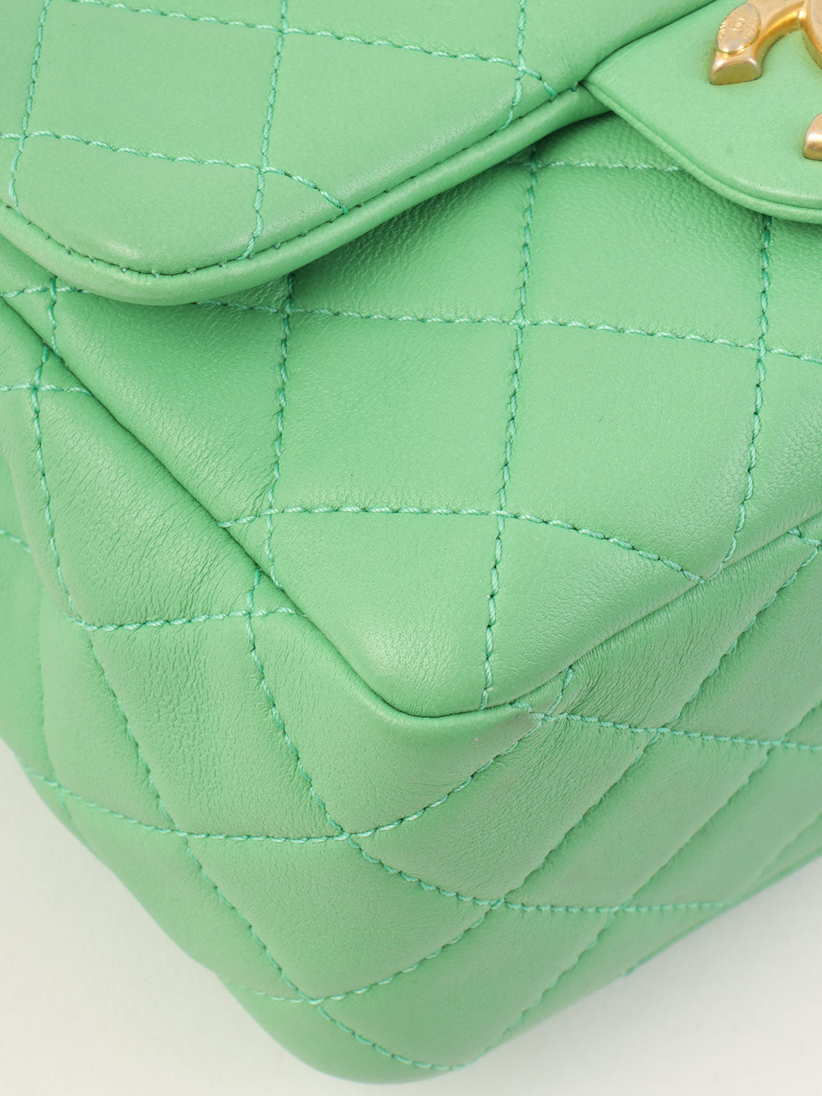 2021 Color Stone Chain Classic Flap Chain Bag Mini Green