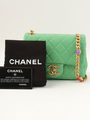 2021 Color Stone Chain Classic Flap Chain Bag Mini Green