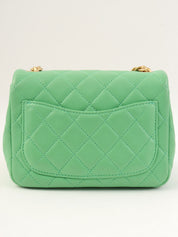 2021年頃製 カラーストーンチェーンクラシックフラップチェーンバッグミニ グリーン