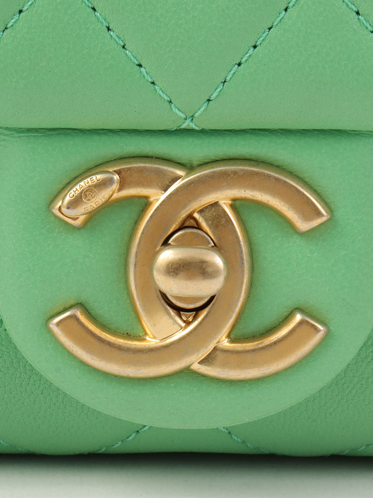 2021 Color Stone Chain Classic Flap Chain Bag Mini Green