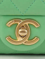 2021 Color Stone Chain Classic Flap Chain Bag Mini Green