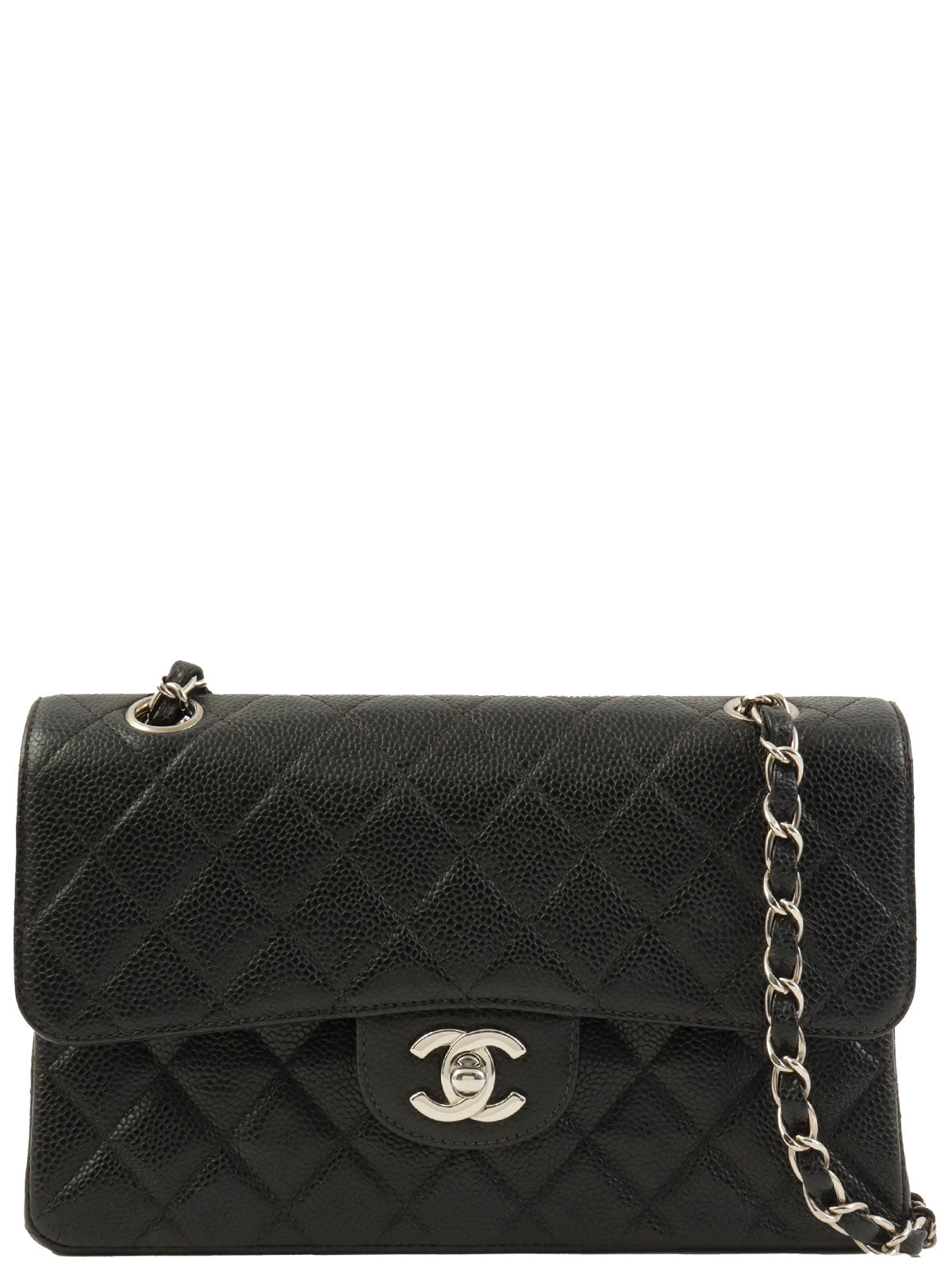 2000 Caviar Skin Classic Flap Chain Bag 23cm Black