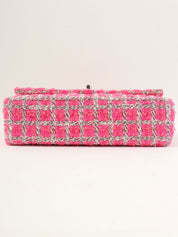 2014款粉色/白色斜纹软呢经典翻盖链条包，25号