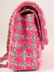 2014 Tweed Classic Flap Chain Bag 25 in Pink/White