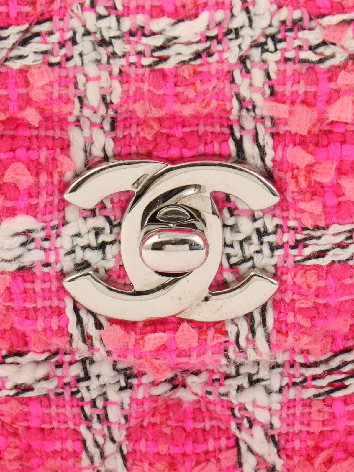 2014 Tweed Classic Flap Chain Bag 25 in Pink/White