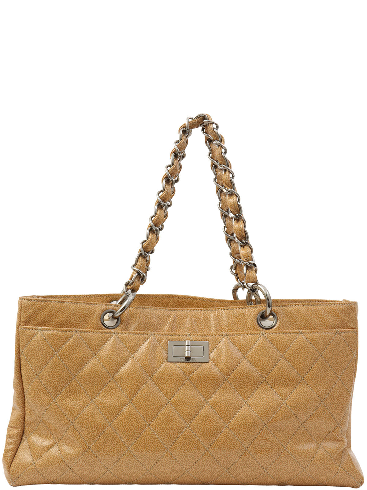 Around 2005 Made Caviar Skin 2.55 Chain Tote Bag Beige
