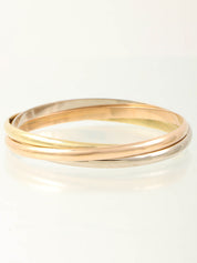 18K黄金三位一体手镯，可选黄金、玫瑰金或白金