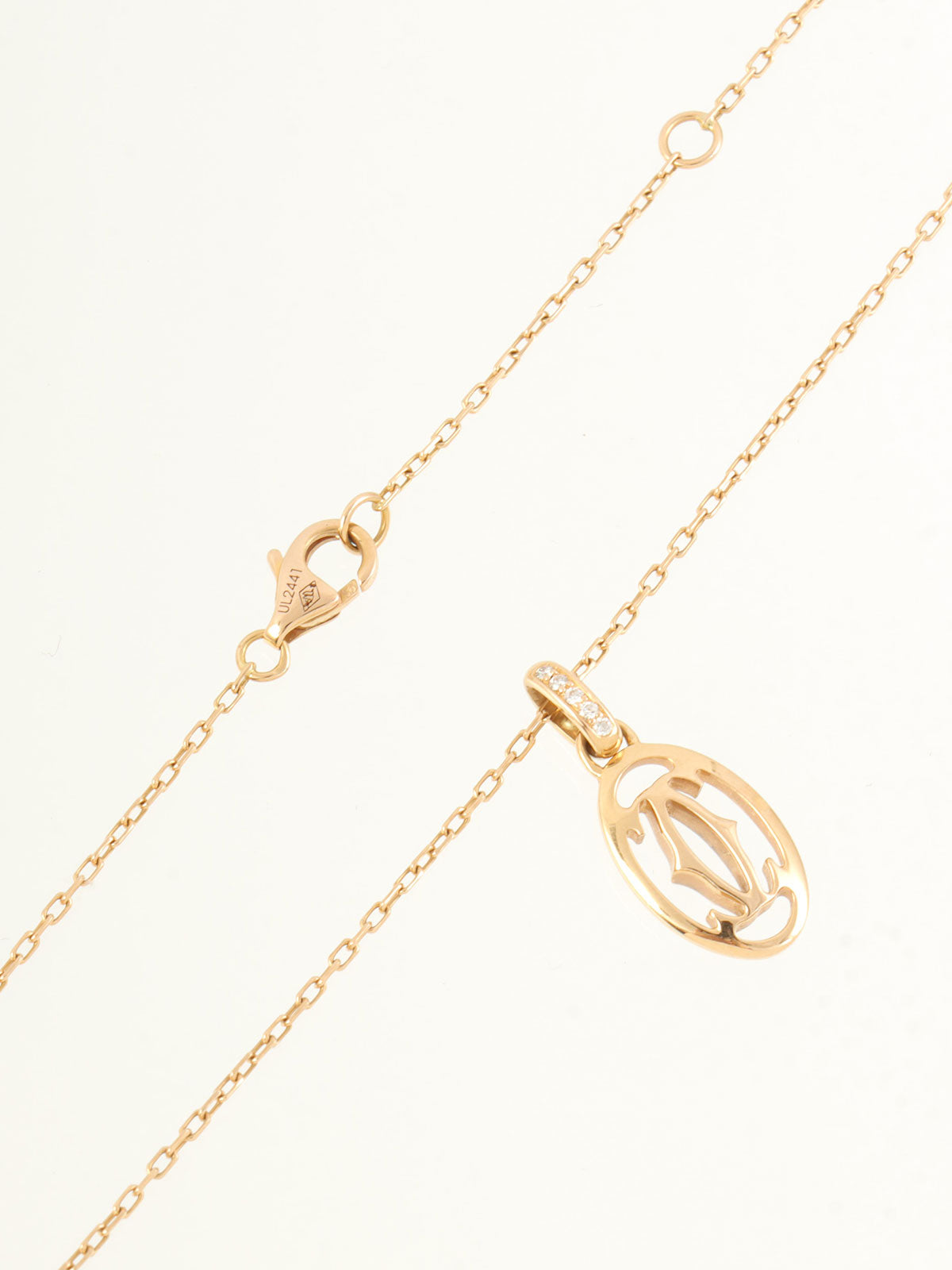 18K粉金钻石Logo双项链