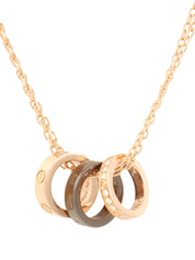 18Kダイヤモンドラブスリーフープネックレス ピンクゴールド