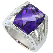18K Amethyst and Diamond Ring #56 Silver/Purple