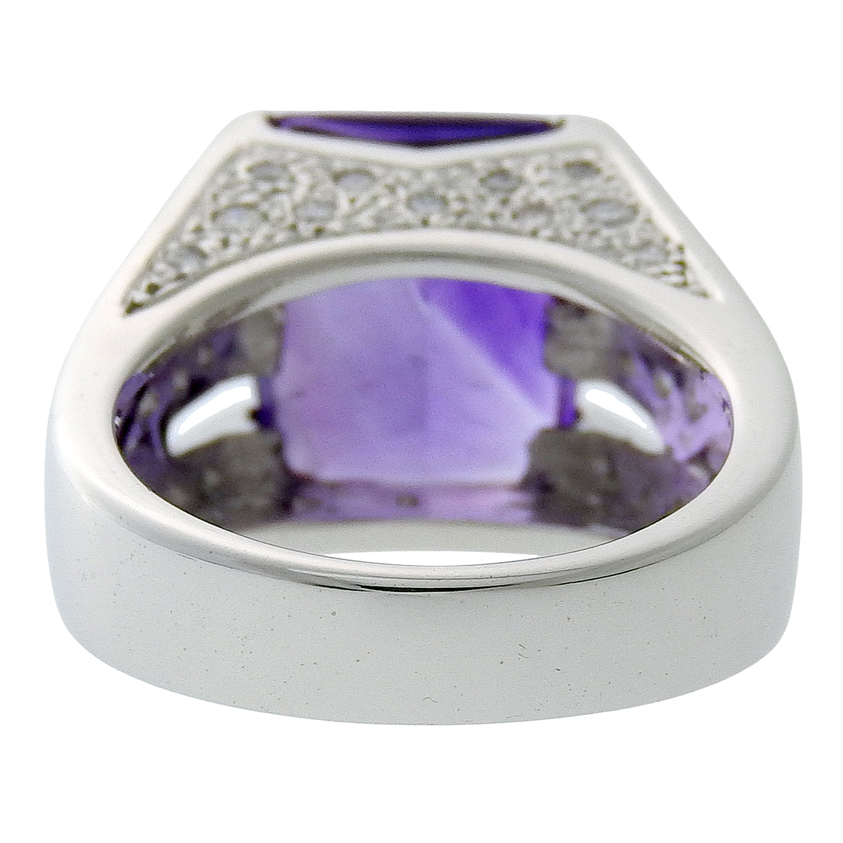 18K Amethyst and Diamond Ring #56 Silver/Purple
