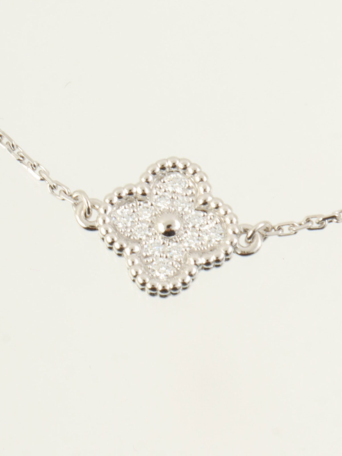 18K Diamond Sweet Alhambra Bracelet in Silver