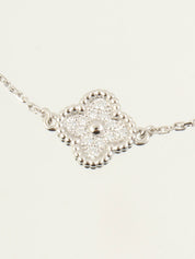 18K Diamond Sweet Alhambra Bracelet in Silver
