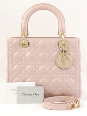 レディディオールカナージュステッチ2wayバッグM ピンク