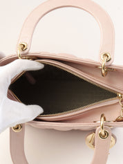 レディディオールカナージュステッチ2wayバッグM ピンク