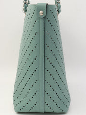 Perforated Caviar Skin Tote Bag, Blue-Green, circa 2016