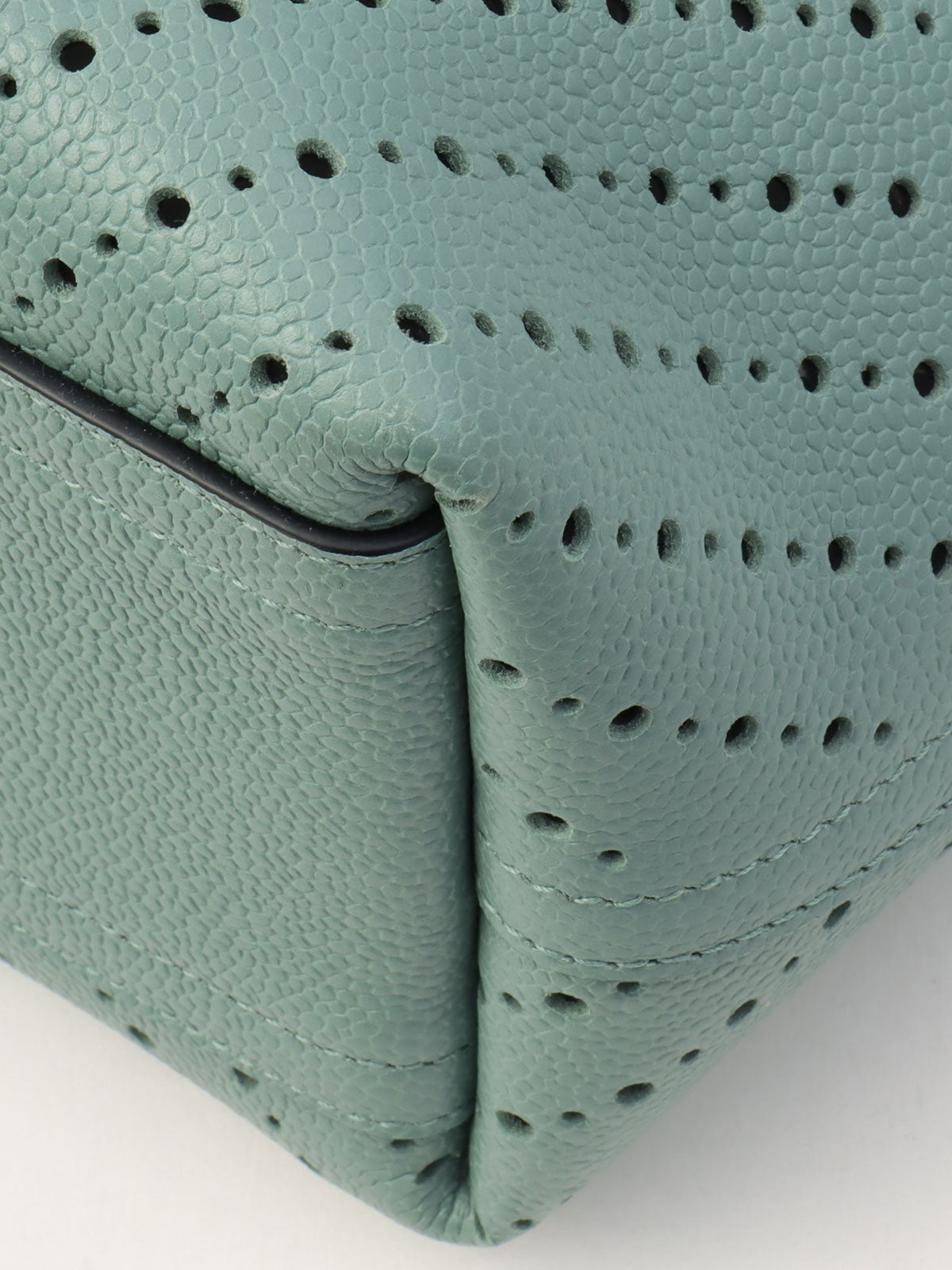 Perforated Caviar Skin Tote Bag, Blue-Green, circa 2016