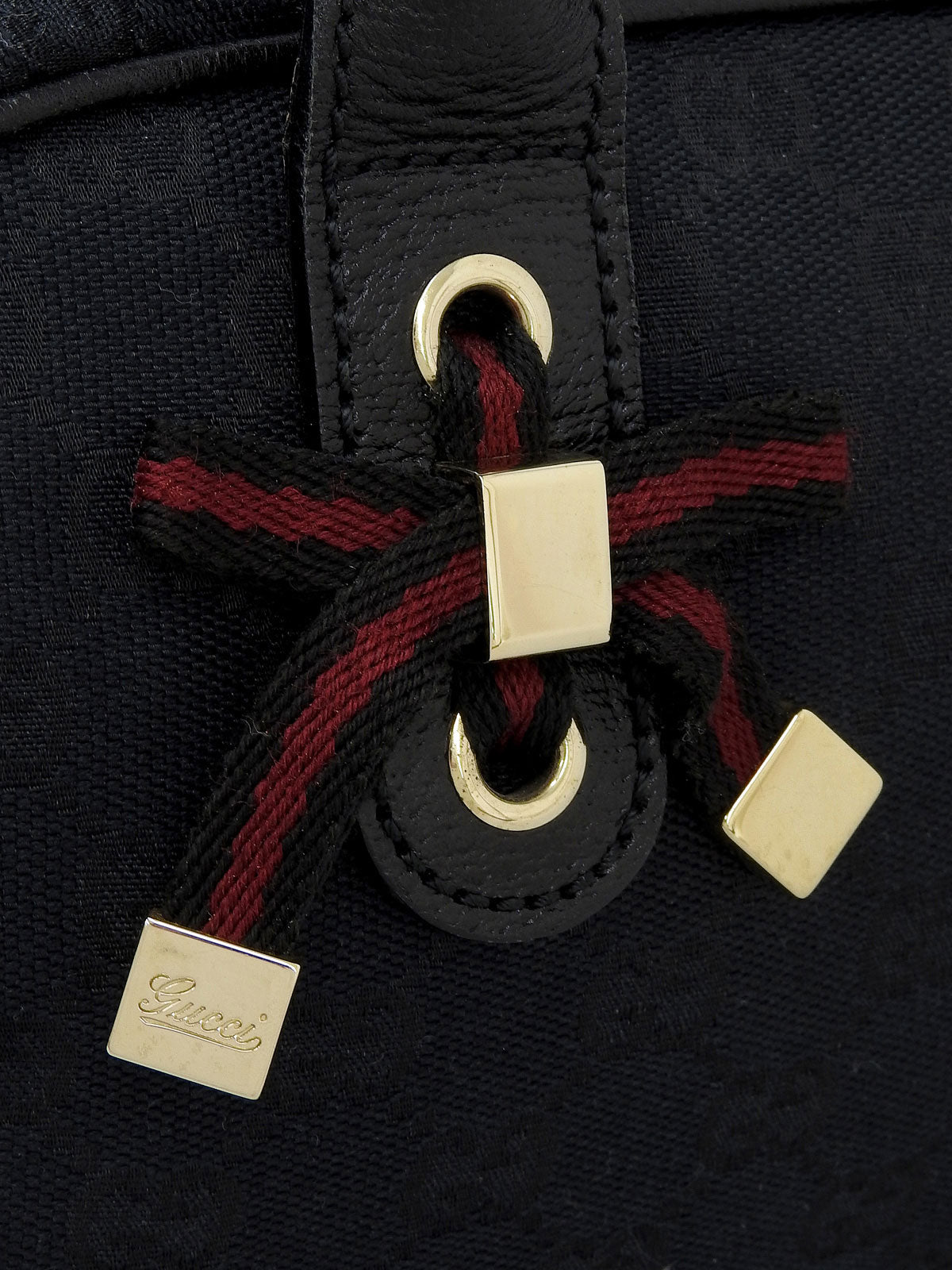 Canvas GG Pattern Princess Boston Bag in Black
