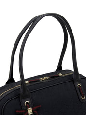 Canvas GG Pattern Princess Boston Bag in Black