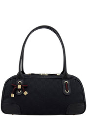 Canvas GG Pattern Princess Boston Bag in Black