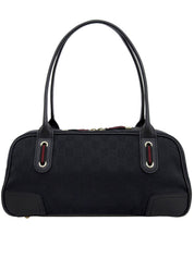 Canvas GG Pattern Princess Boston Bag in Black