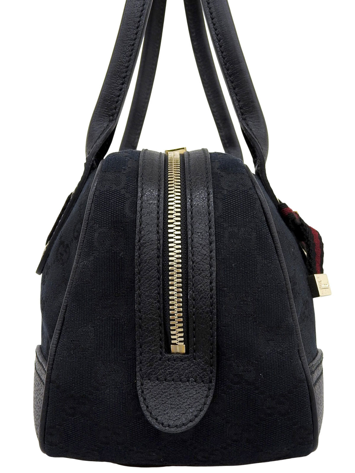 Canvas GG Pattern Princess Boston Bag in Black