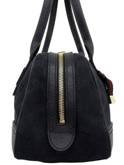 Canvas GG Pattern Princess Boston Bag in Black