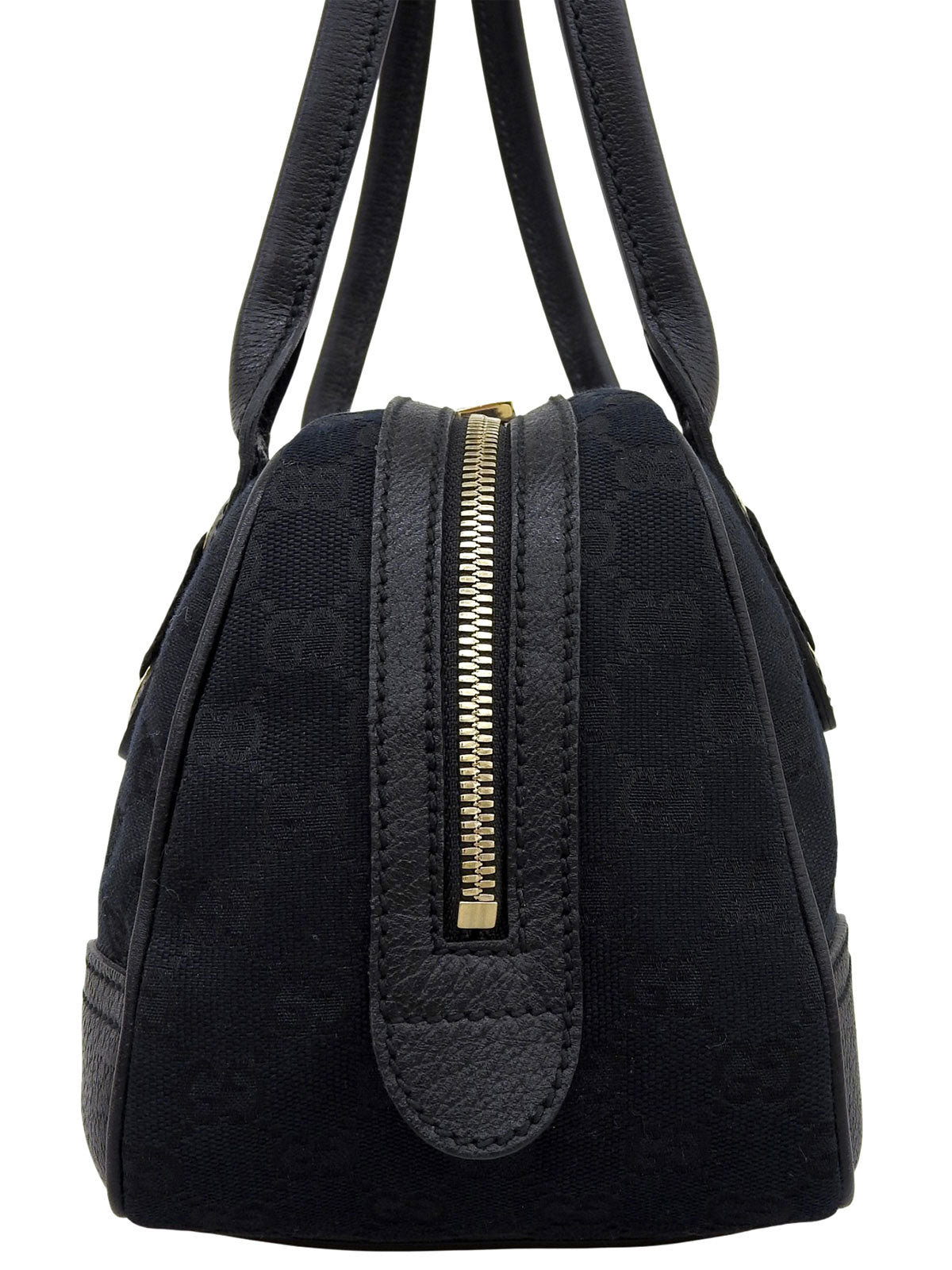 Canvas GG Pattern Princess Boston Bag in Black