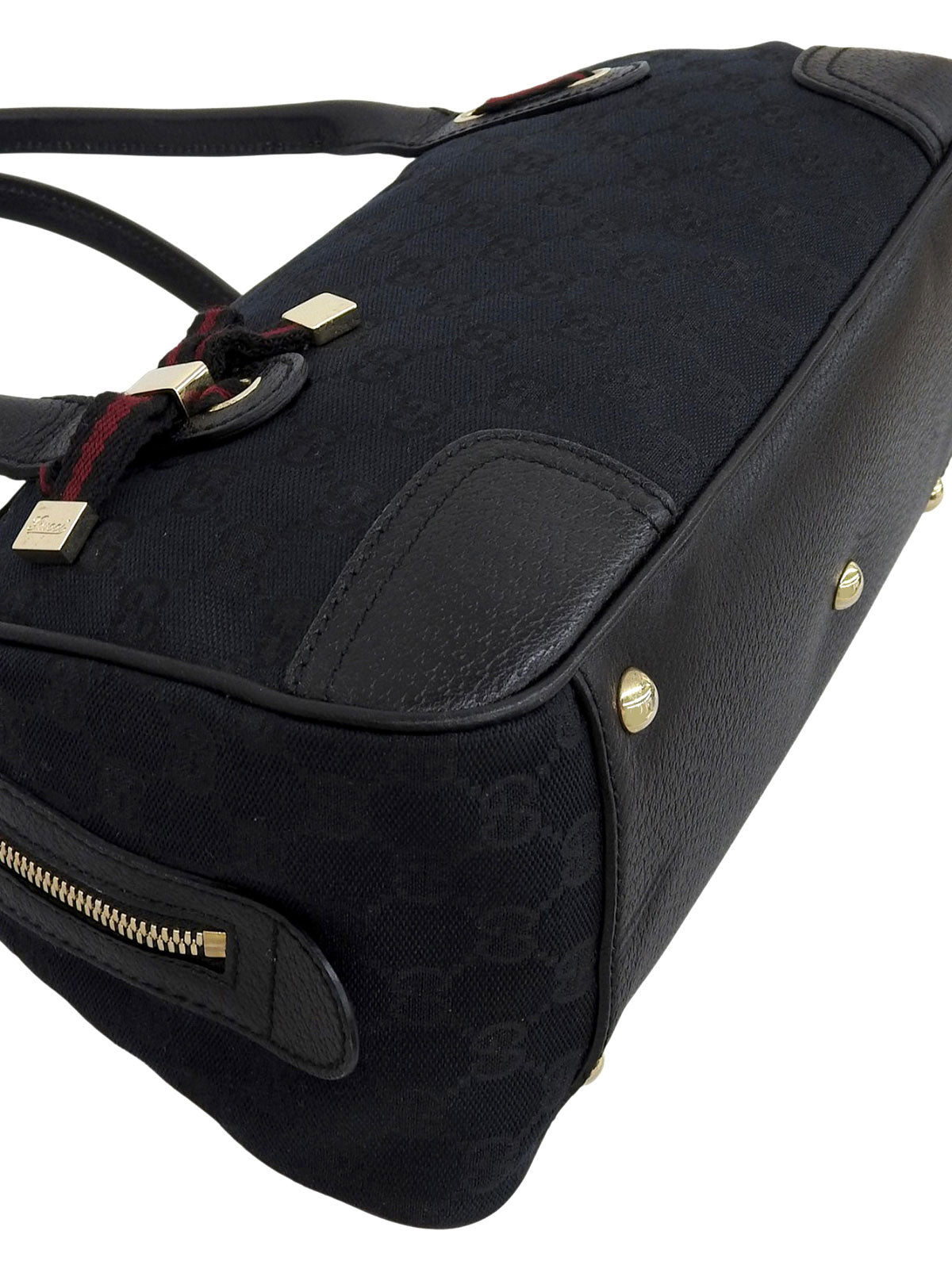 Canvas GG Pattern Princess Boston Bag in Black