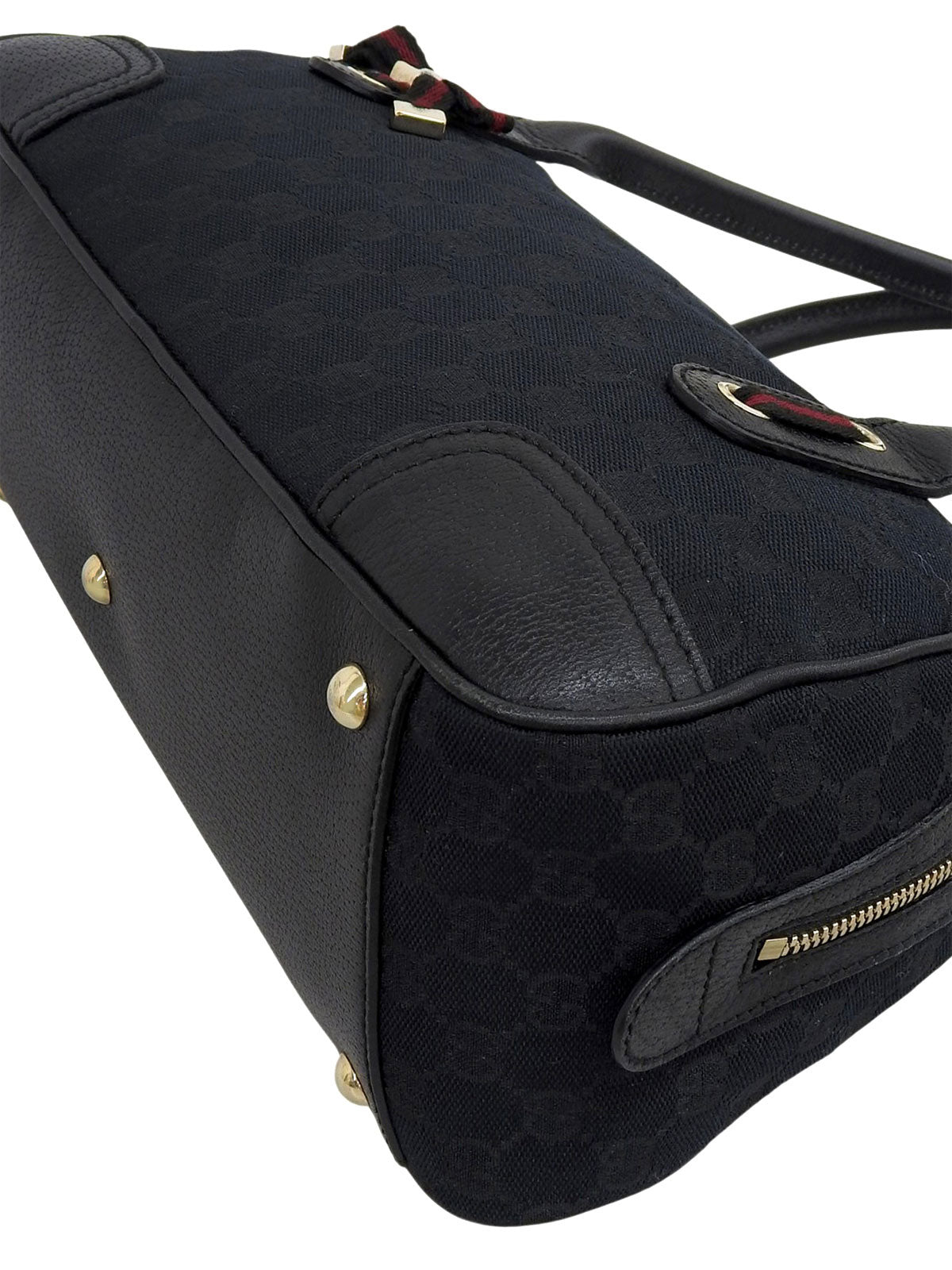 Canvas GG Pattern Princess Boston Bag in Black