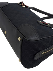 Canvas GG Pattern Princess Boston Bag in Black