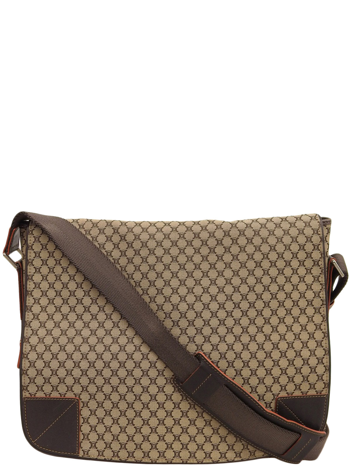 米色/棕色帆布碎石纹单肩包