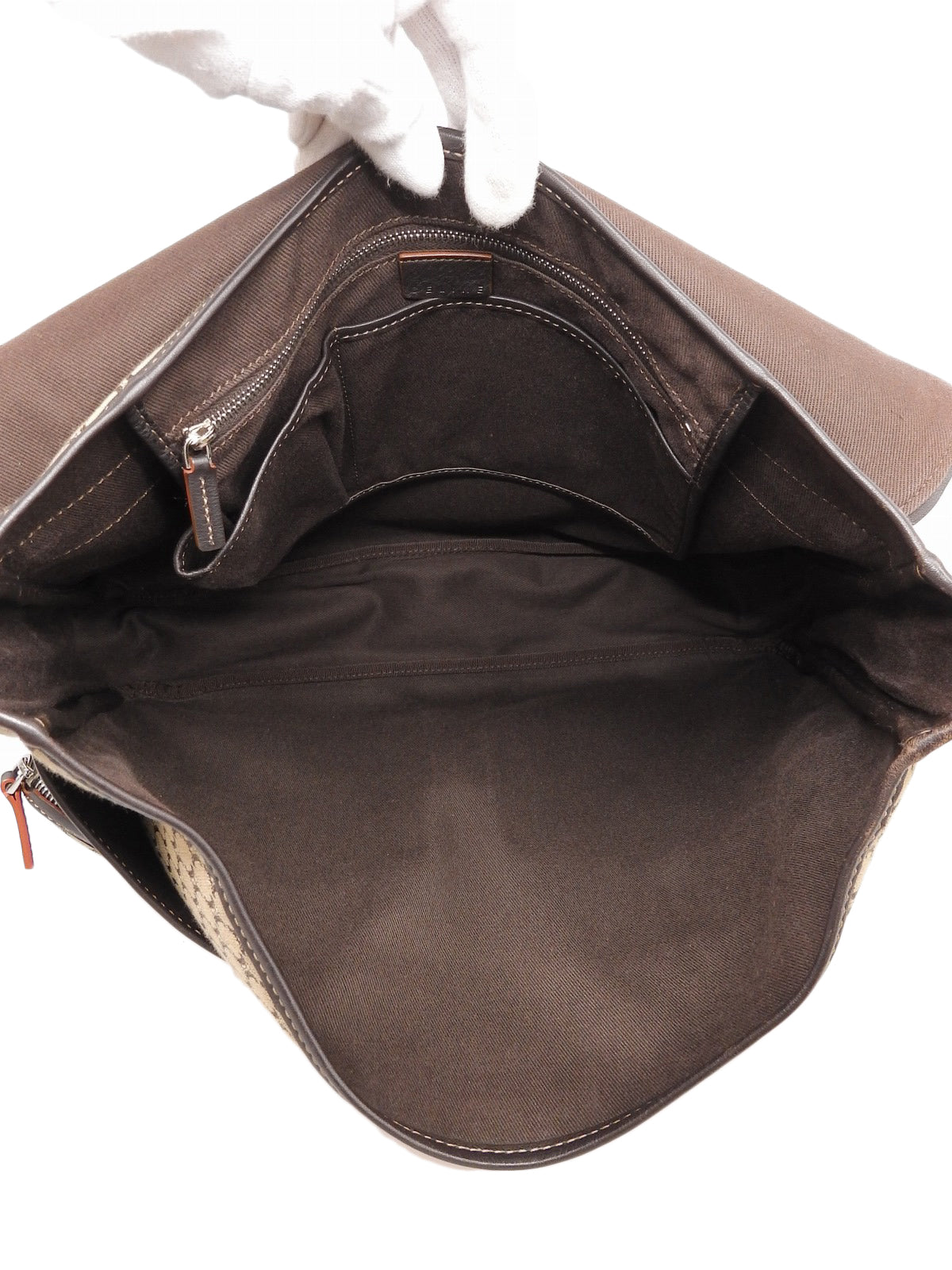 米色/棕色帆布碎石纹单肩包