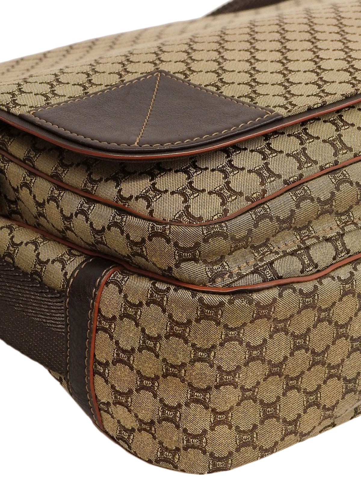 米色/棕色帆布碎石纹单肩包