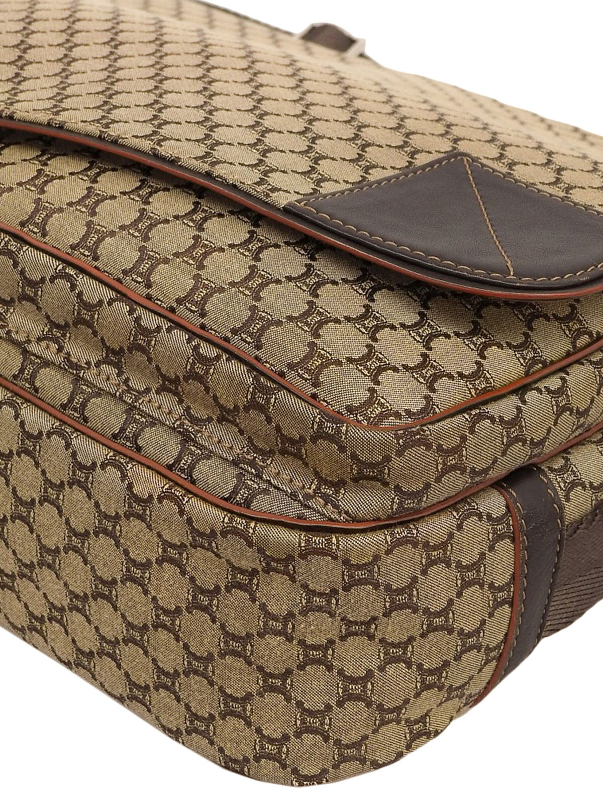 米色/棕色帆布碎石纹单肩包