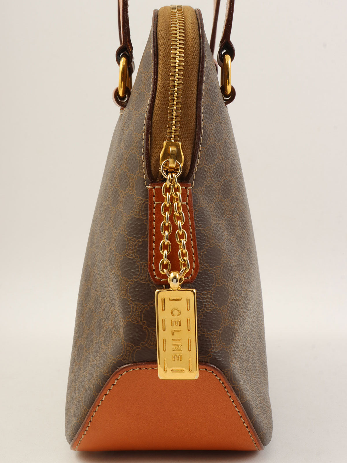 棕色碎石图案两用手提包