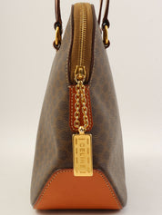 棕色碎石图案两用手提包