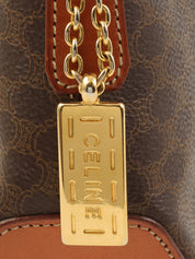 棕色碎石图案两用手提包