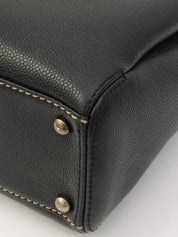 2001年頃製 キャビアスキンワイルドステッチCCマークプレートハンドバッグ ブラック